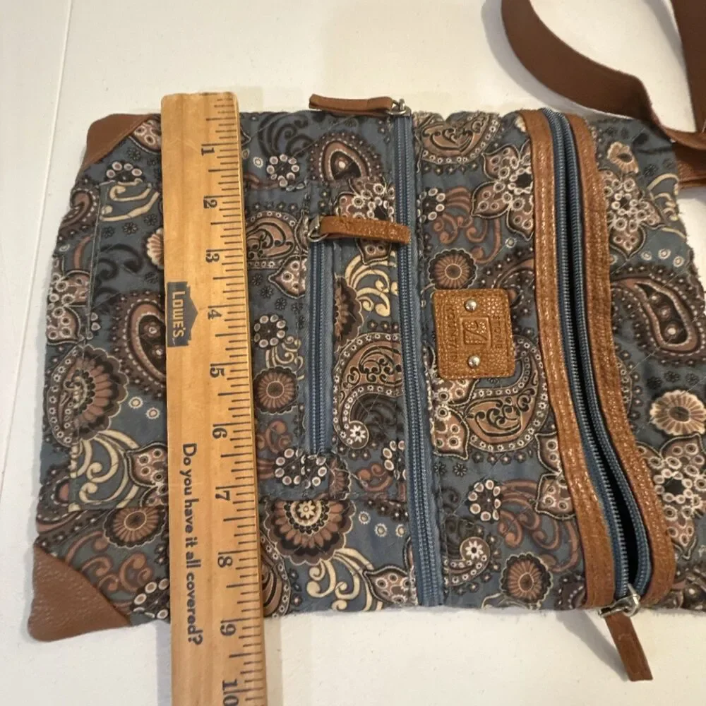 Stone Mountain Blue Paisley Patterned Crossbody Bag Adjustable Strap Boho Hippie
